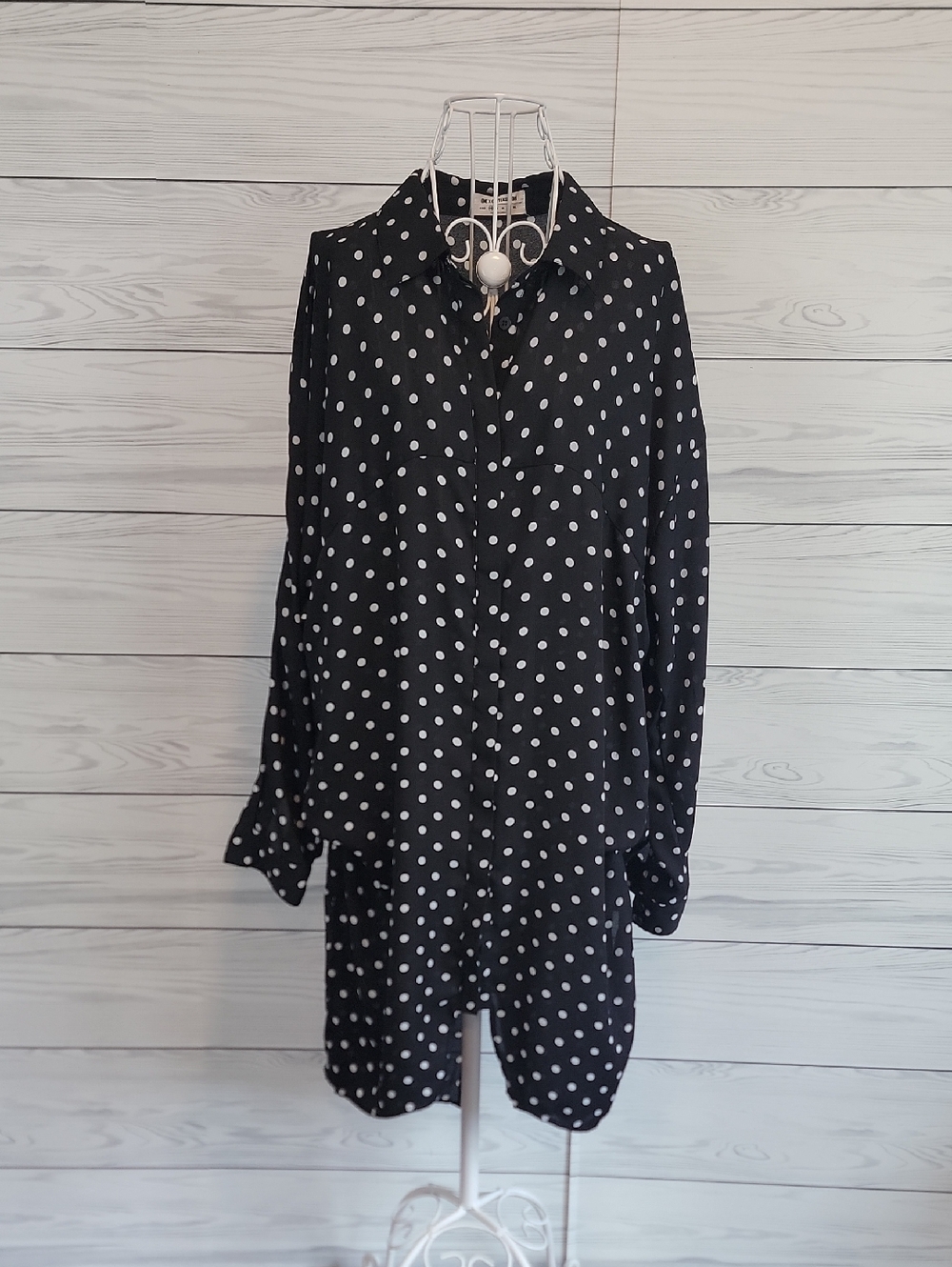 One Teaspoon Black Polka Dot Button-Up Shirt Dress Womens Size XS (Runs Big)